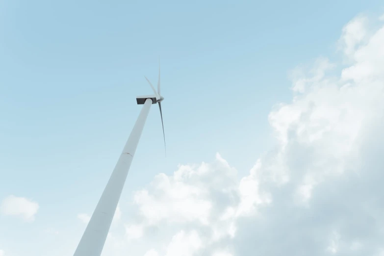 there is a wind turbine high in the sky