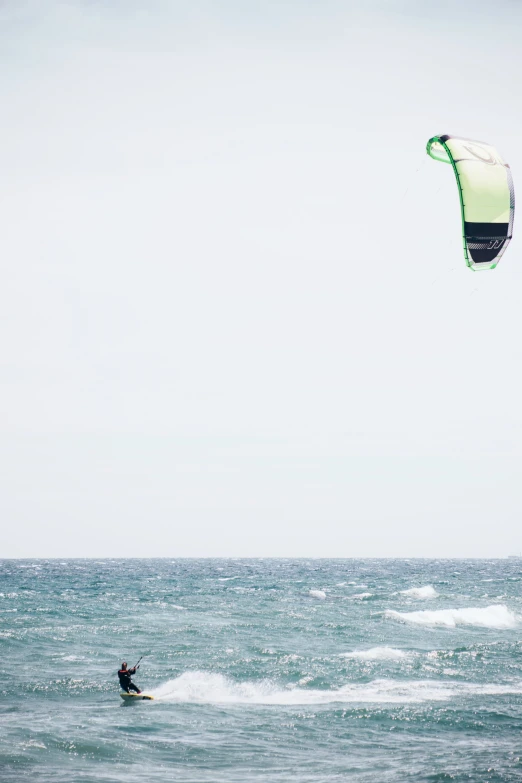 a person is windsurfing on the ocean