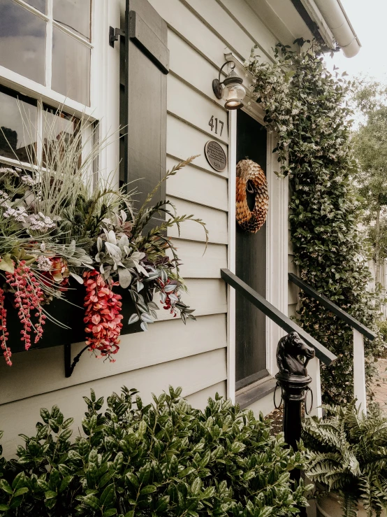 an image of flower pots at the door