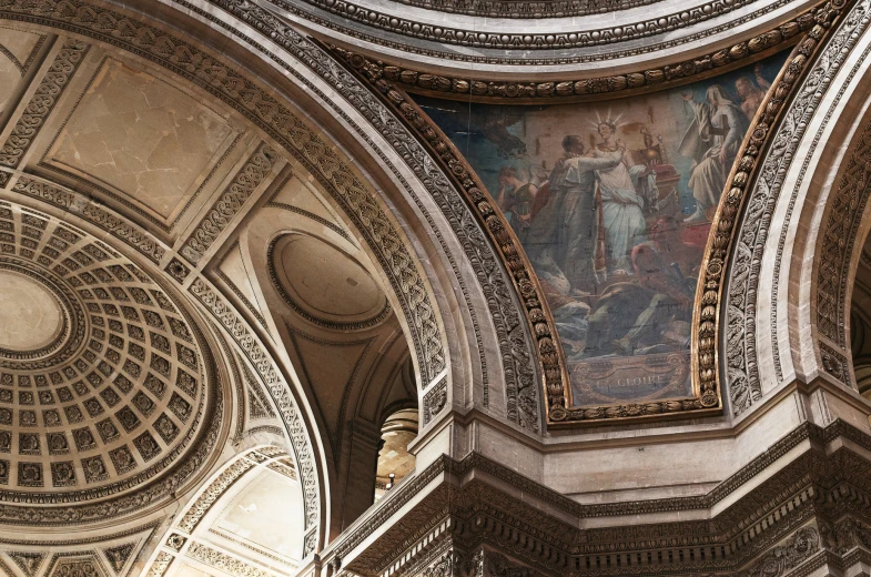 a domed room has an elaborate ceiling painting