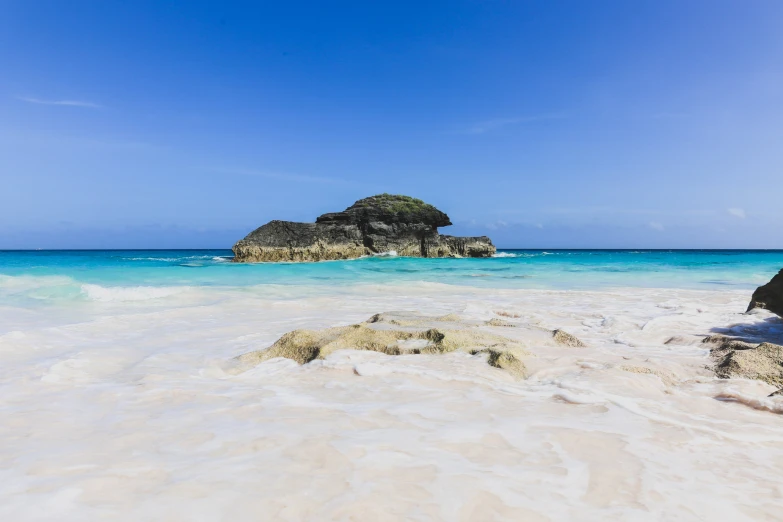 blue water on an island off the coast