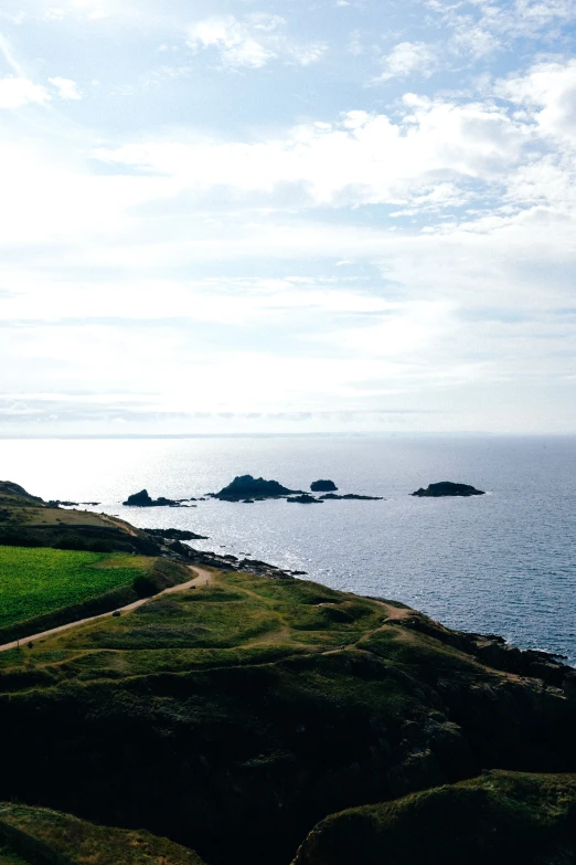 an image of a beautiful landscape looking out over the water