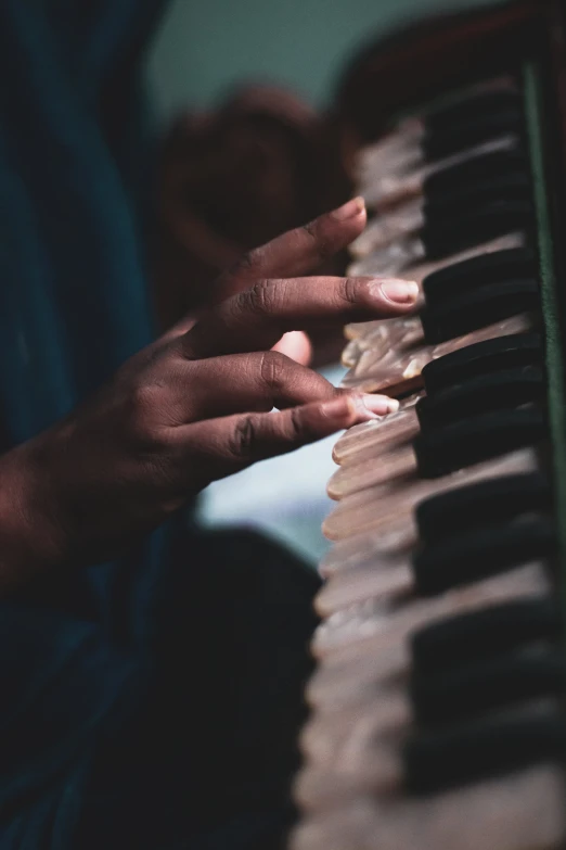 a close - up po of a person playing a piano