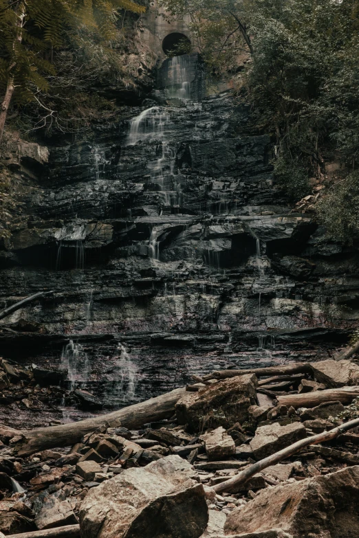 a group of rocks laying on the ground near a river