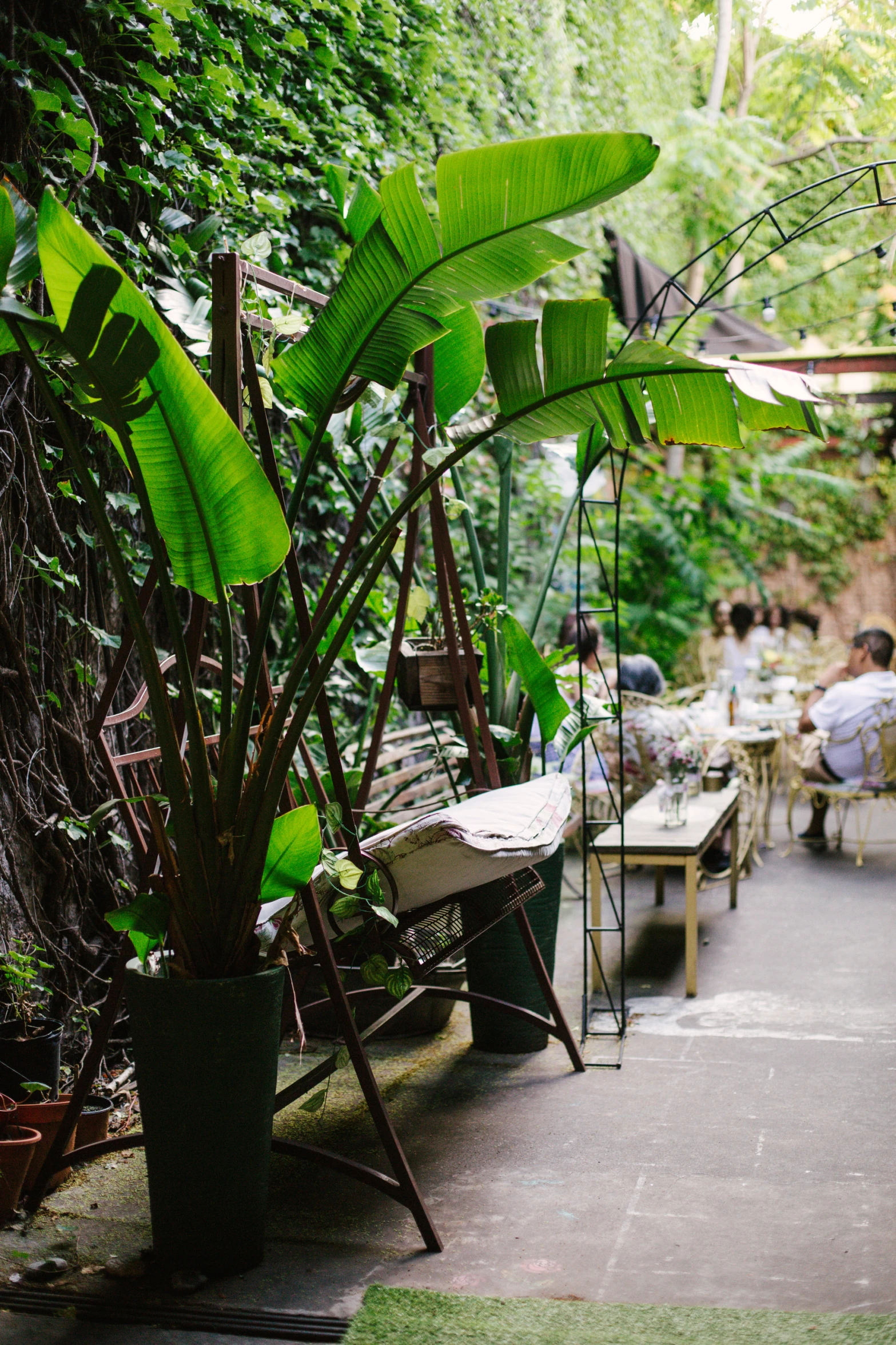 the outdoor patio is well lit by the sun