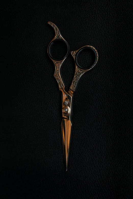 a pair of scissors with long handles on a black surface