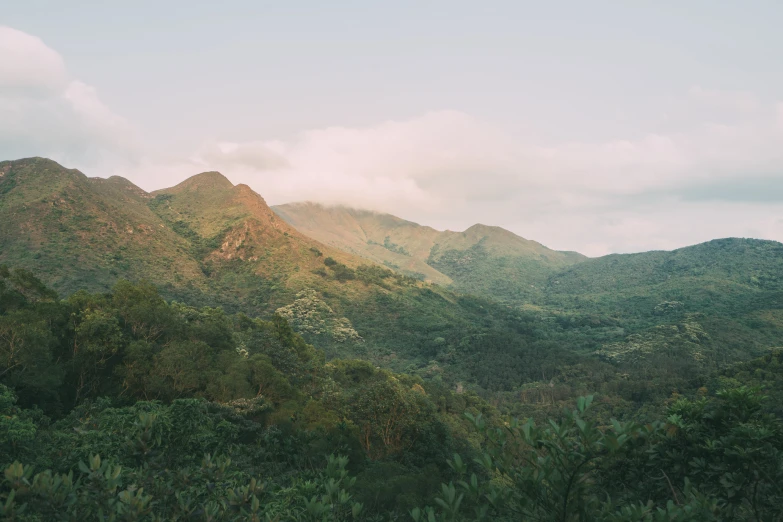 the view from a high point on some mountains