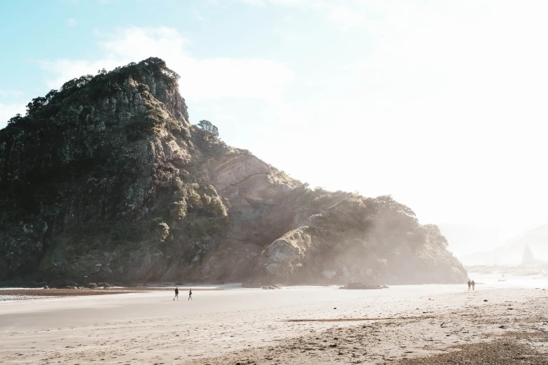 two people on the beach and two of them have umbrellas