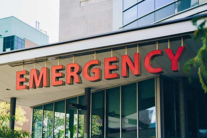 the word emergency over the entrance to an office