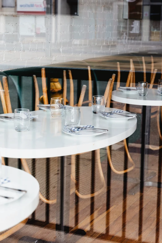 a table is sitting outside in the sun