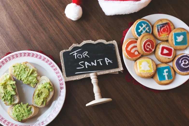 christmas cookies and snacks displayed on a table