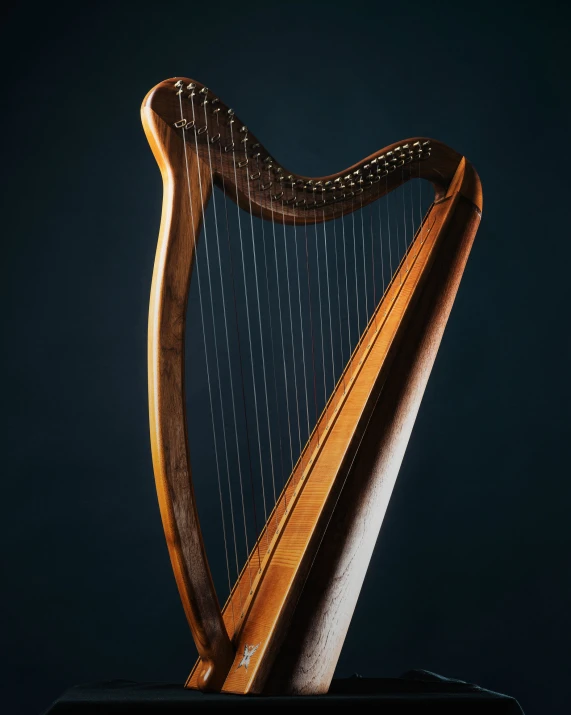 a long harp sitting on top of a chair