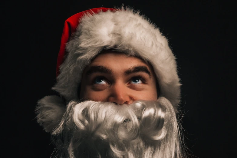 a man with a beard and a santa hat