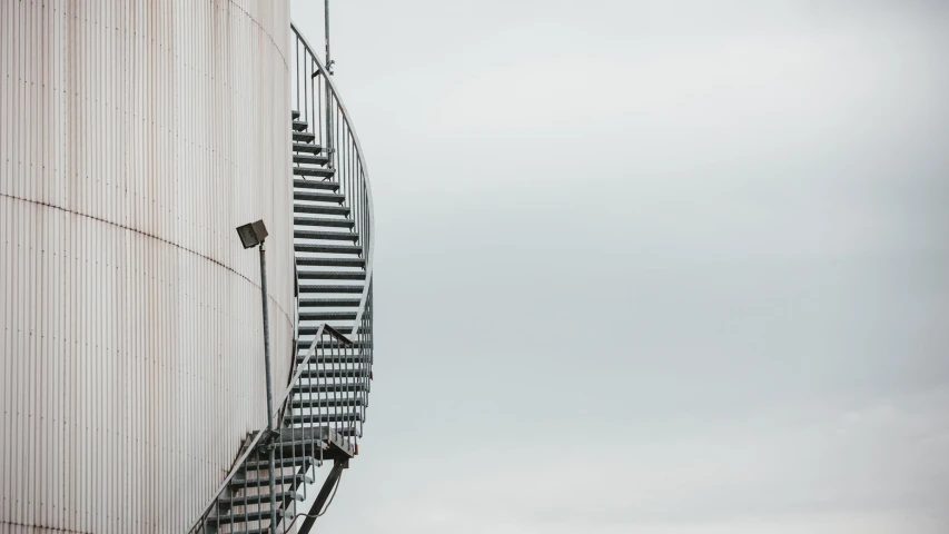 a tall building with a spiral stair case