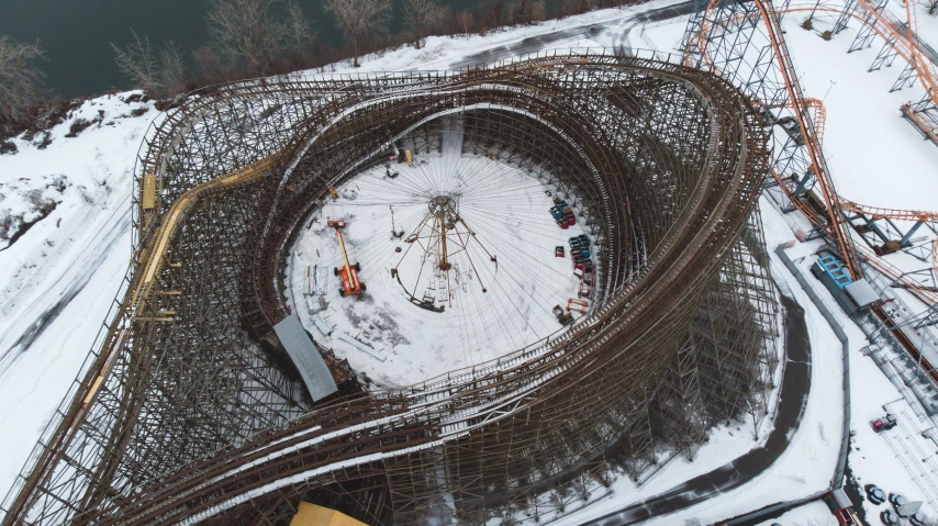 a very big round structure made out of metal