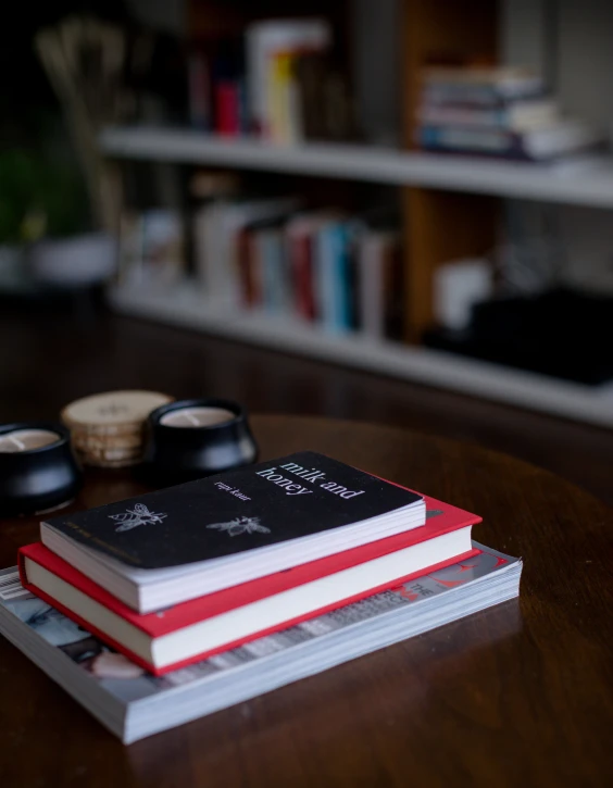 a set of three books sitting on top of each other