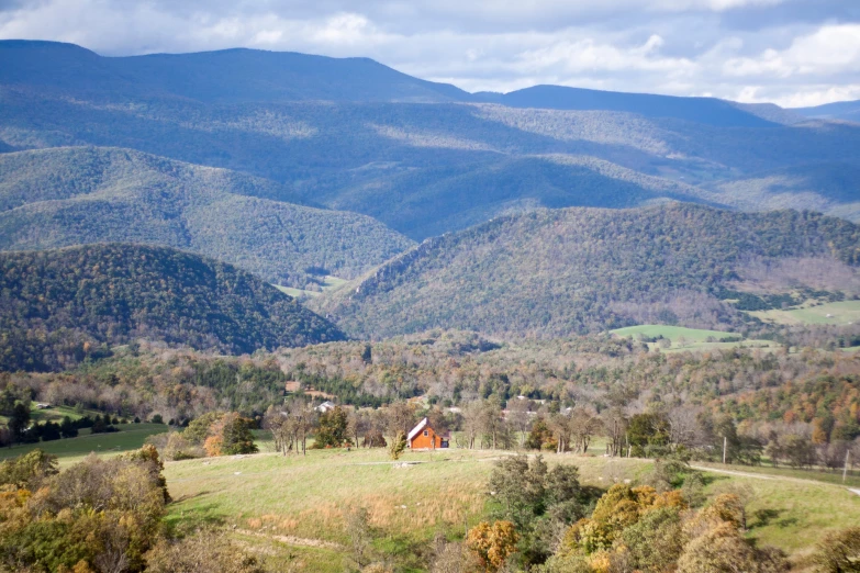 landscape with rolling hills and colorful foliage