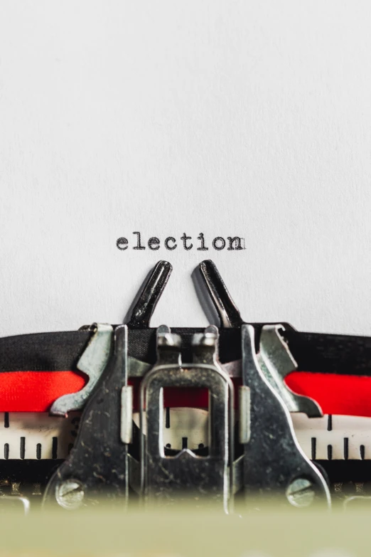 a typewriter, with text election on the left hand side