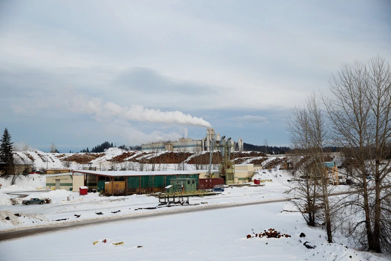 a town has trees and buildings on the slopes covered in snow