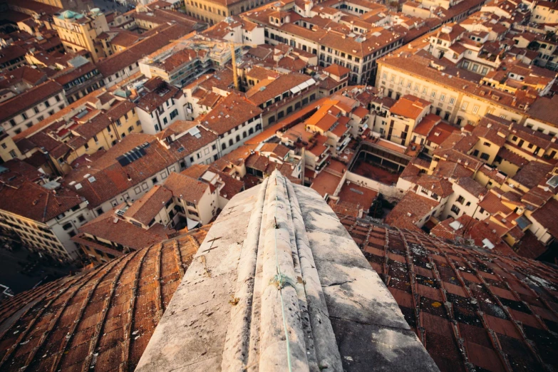 view from atop looking down on a city