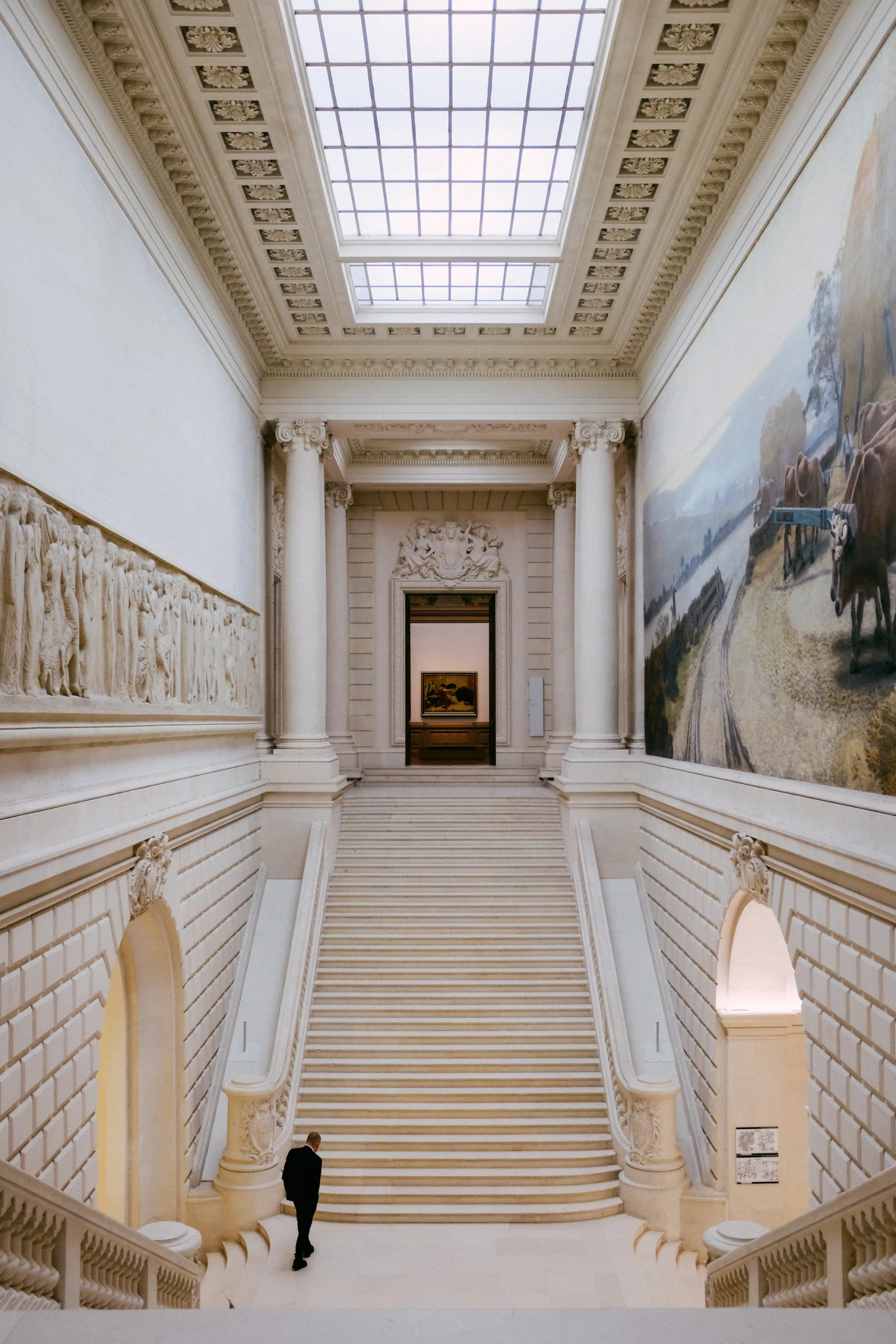 there is a large hallway inside of the building