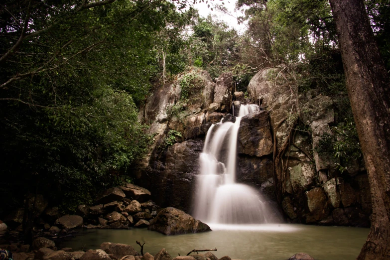 there is a waterfall that is about to fall over the rocks