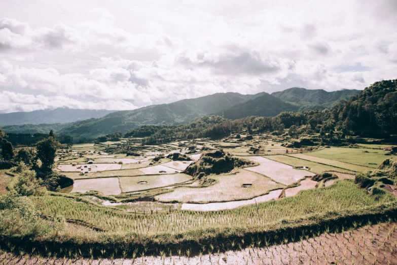 a view of a land with various fields