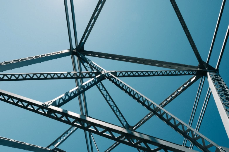 an overhead view looking up at a metal structure