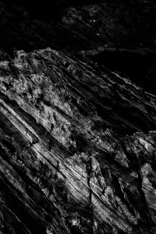 black and white pograph of a rocky, jagged section of rock