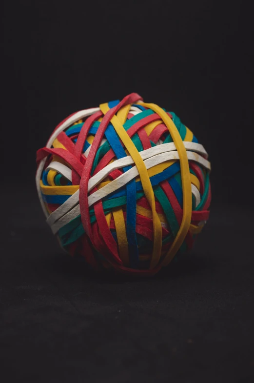 a ball of yarn and a single yellow band