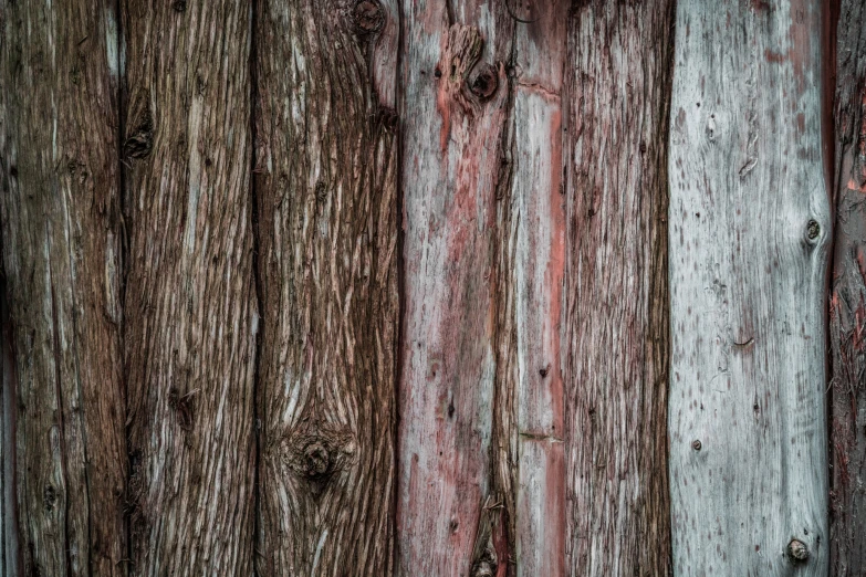 the wood texture shows peeling and chipping, but has been weathered