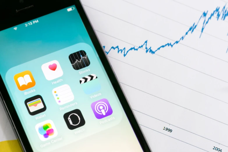 iphone displaying graph of stock and stock price