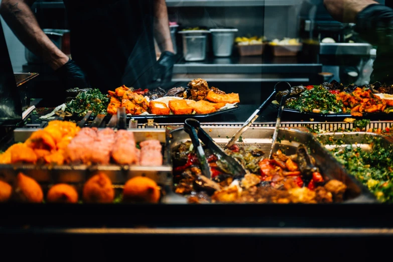 the table of some kind of food in the kitchen