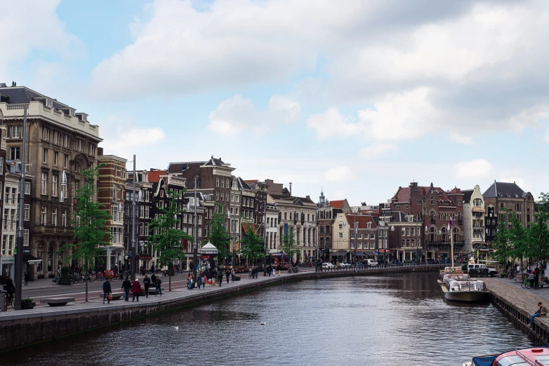 a wide waterway with some boats on it