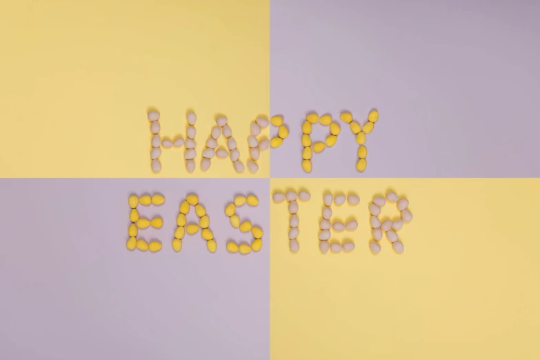 letters that spell out happy easter are shown in three different colors