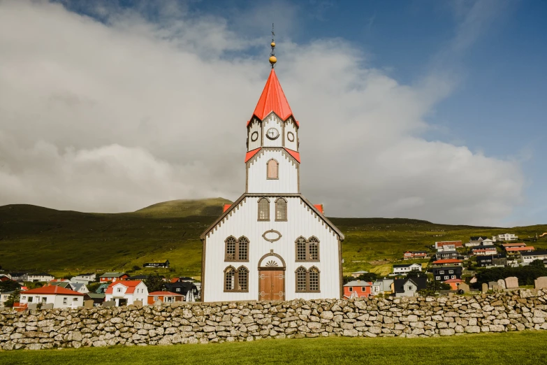 the white church is built on top of the rock