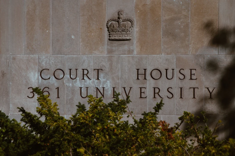 the court house building sign has a crown