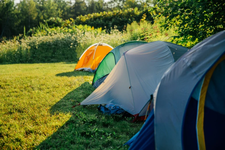 a number of tents that are in the grass