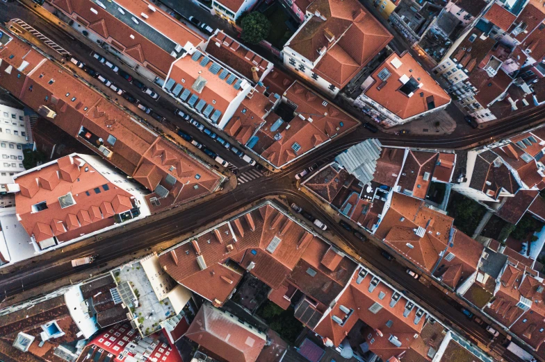 an aerial po of a street and some houses