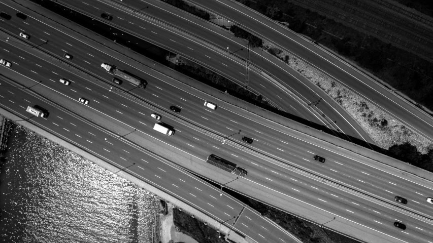 a very wide view of several roads from a height up