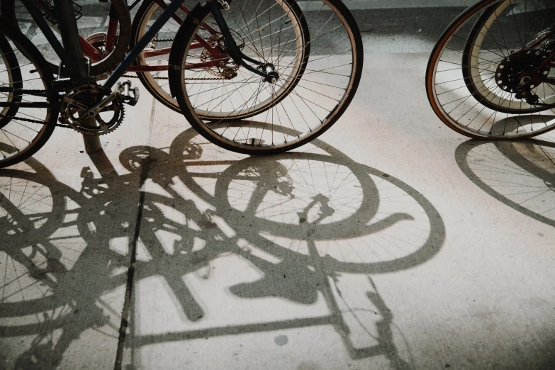 the shadows are from bikes on the floor