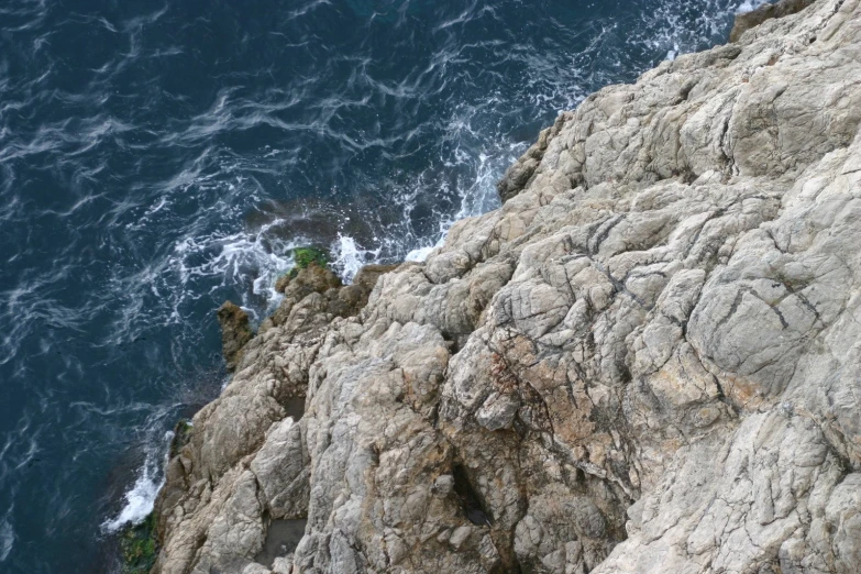 a view of some water from a high altitude point