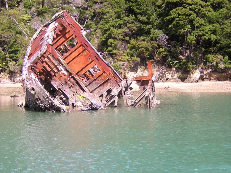 the boat is lying in the water after it ran out