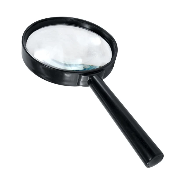 a black magnifying lens on white background