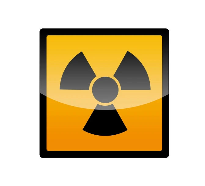 a yellow square with a black radioactive symbol