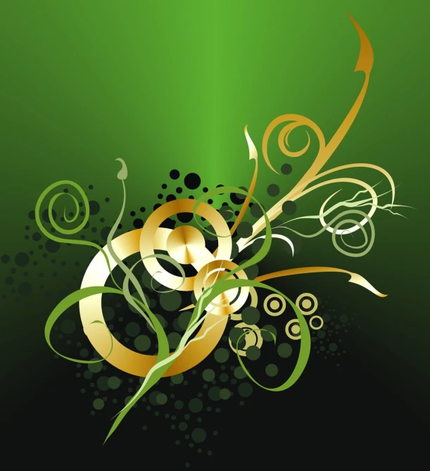abstract green background with an artistic flower design