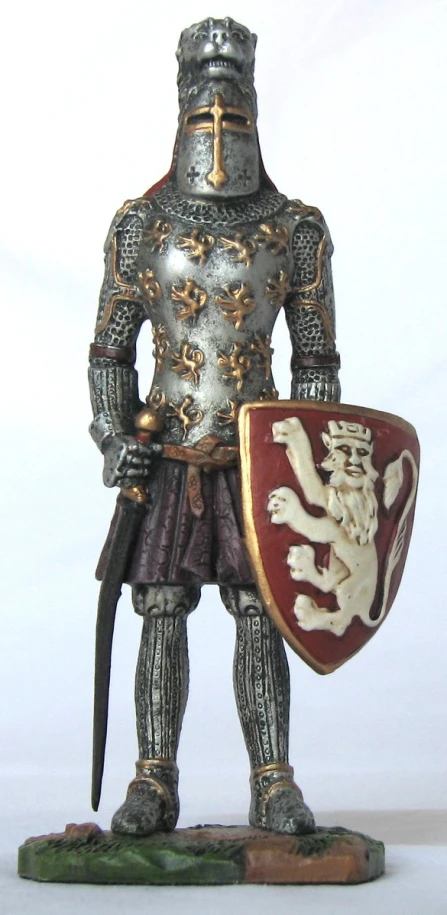 a miniature model of a knight wearing armor