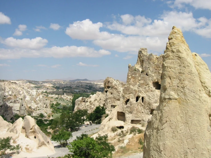 the rock formations have carved into them to give it a unique perspective