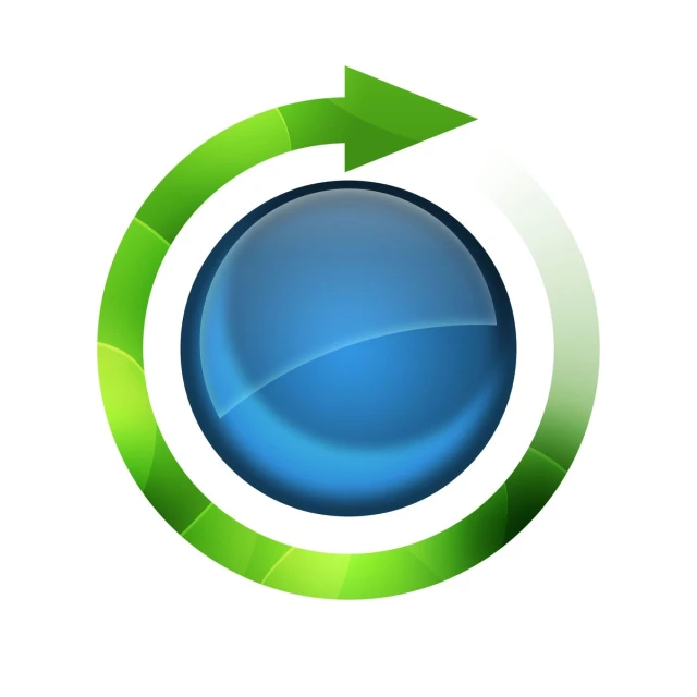 the circular arrow logo with an image of the ocean