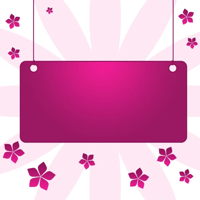 a purple shopping sign with flowers on it